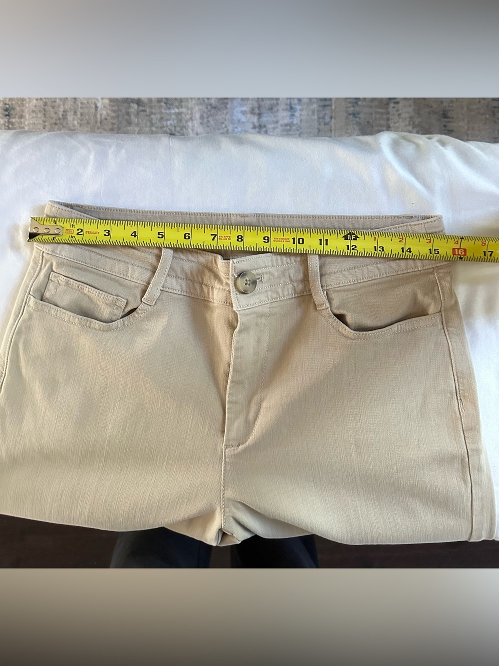 J.Jill Denim High Rise Wide Leg Crop Jeans Blush Beige Stretch 8‎ Petite - Picture 10 of 11